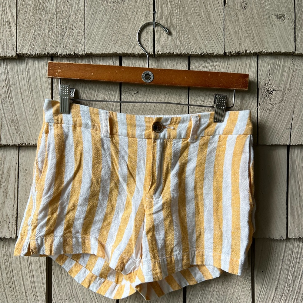 Old Navy High Waist Yellow and White Striped Shorts